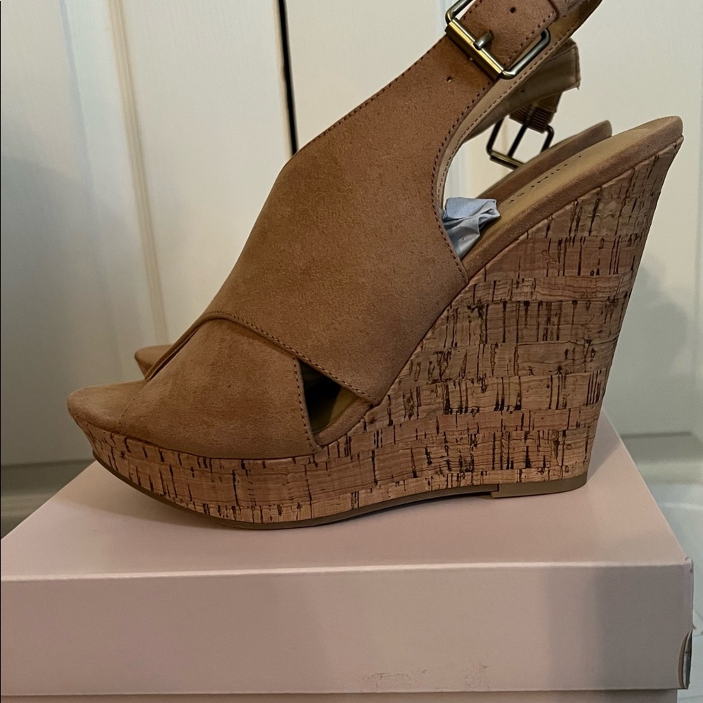 Nude Chinese Laundry Wedges- Size 8